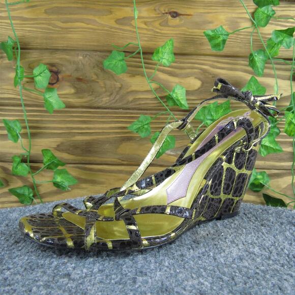 Hale Bob Women's Strappy Brown Leather Pump 9.5 Medium Gently Used 2025 - Picture 1 of 7